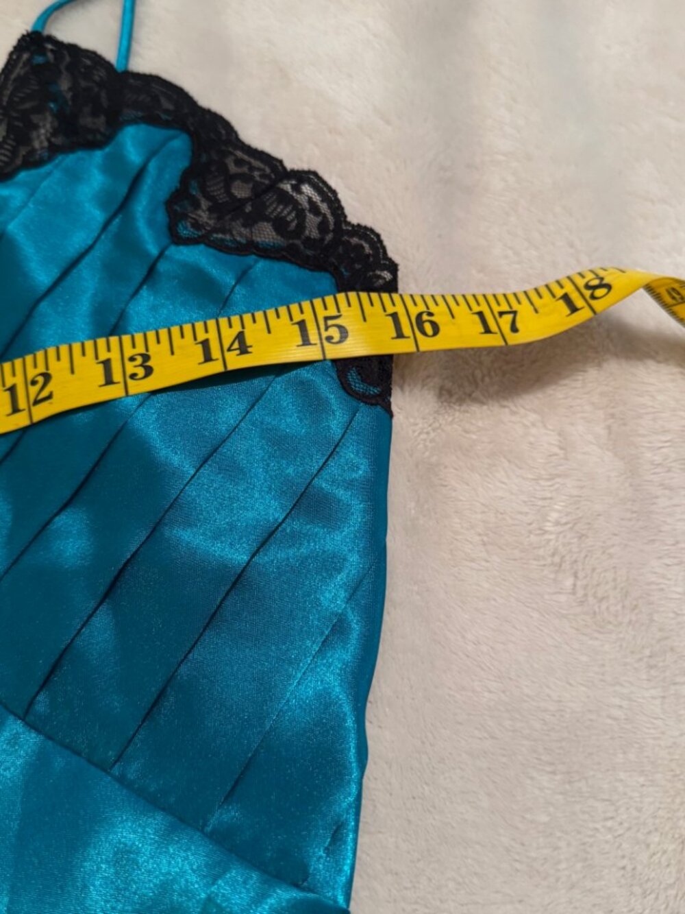 Victoria Secret Gold Label Vintage "Teal" Chemise Pleats and Lace - Picture 12 of 15